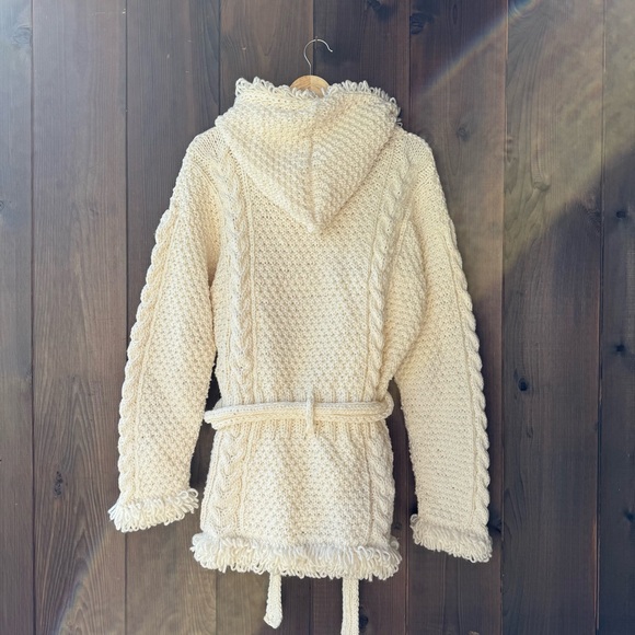 100% WOOL CHUNKY KNIT HOODED CARDIGAN - Picture 3 of 4